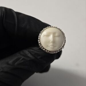 Adjustable Sterling Silver 925 Moon Face Ring